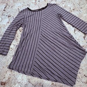 Striped Gray Long Sleeve Tunic Top